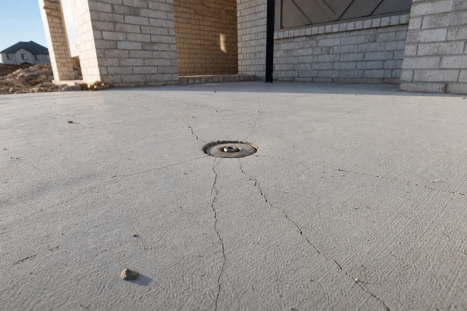 Post-tension slab foundation with visible stress crack in Dallas-Fort Worth home